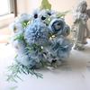 Artificial Flowers Bunch Realistic Faux Silk Flowers Long-Lasting Hydrangea Rose Fake Flowers