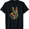 T-shirt Cottagecore con Silhouette Naturale Prato Forestale Segno della Pace a Mano(42)