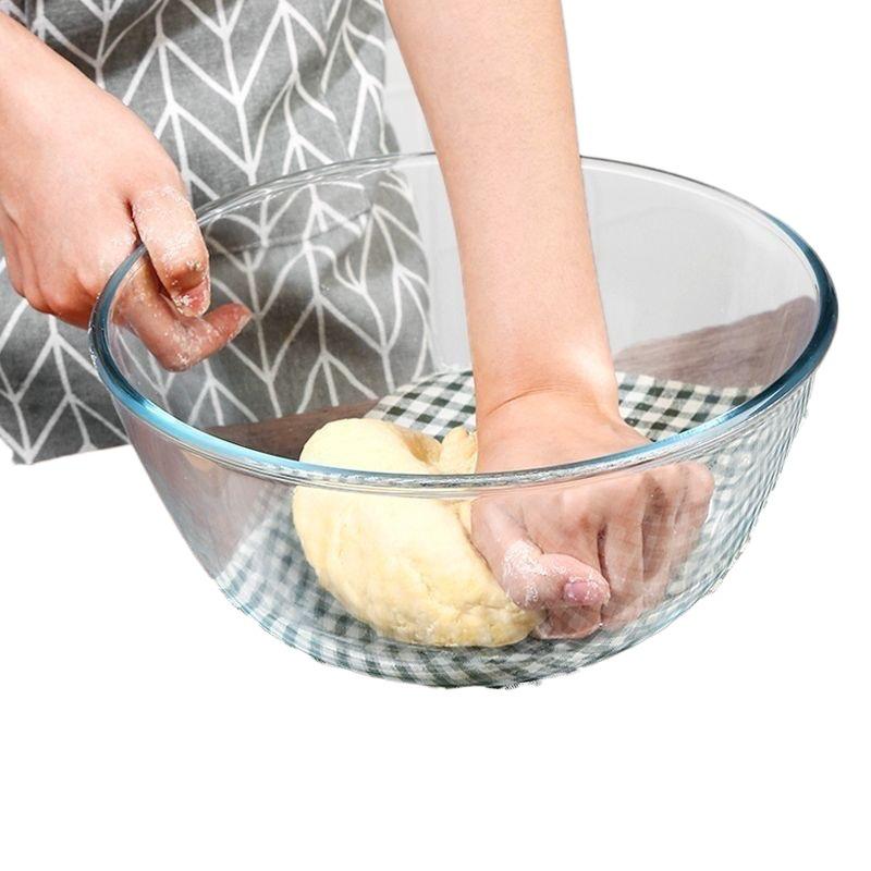 Grande Ciotola in Vetro Borosilicato Resistente al Calore per Insalata, Zuppa, Mescolare e Sbattere