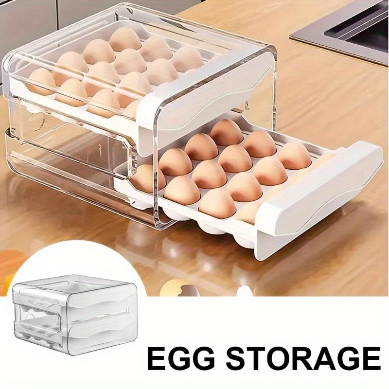 Refrigerator Egg Storage Box Drawer Style Egg Organizer 2-layer Pull-out Box For Keeping Eggs Fresh Large Capacity Kitchen Rack