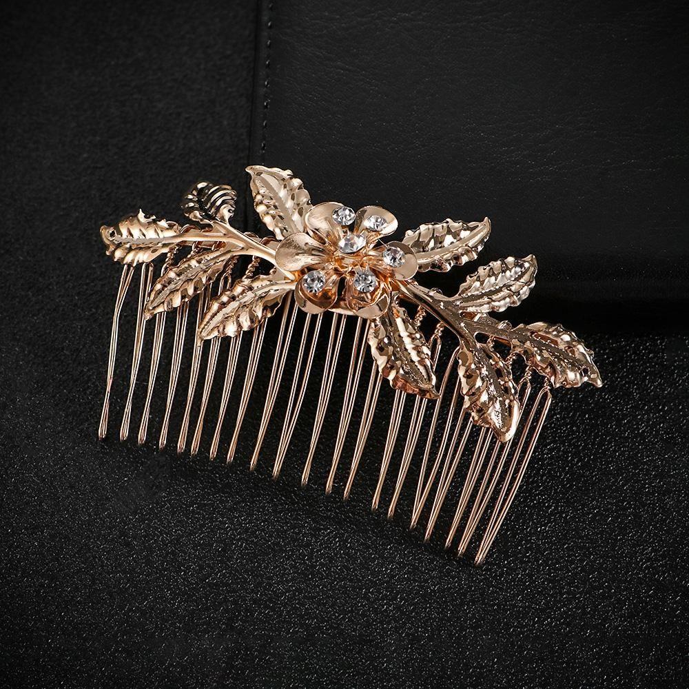 Fashion Hair Jewelry Gold Silver Bridal Hair Comb Wedding Accessories Women Headpiece Metal Leaf