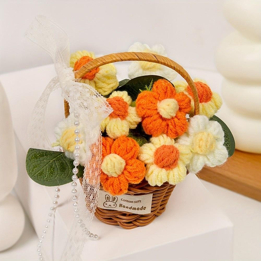 Mini Size Handmade Flower Handmade Simulation Flower Gift Idea Puff Yarn Flower Mother's Day