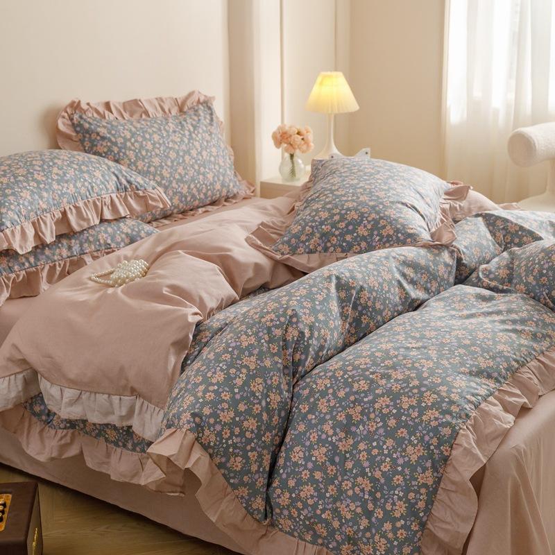 

Корейская версия хлопкового набора из 4 предметов Класс А Материнский и младенческий класс Кружево Чистый хлопок Класс А Набор из 4 предметов Домашний текстиль Постельное белье 2.0m bed sheet 4pc