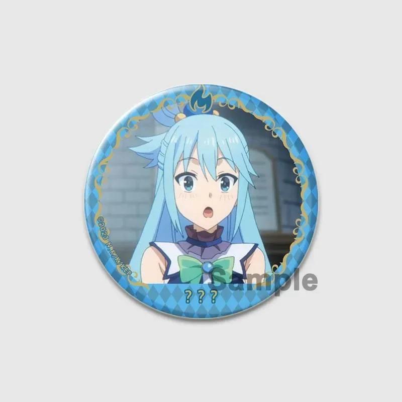 32/44/58mm Anime KonoSuba Brooch Pin Cartoon Figure Megumin Aqua Badge Button Pin Cosplay Souvenir Toy Gift Backpack Clothes Accessories