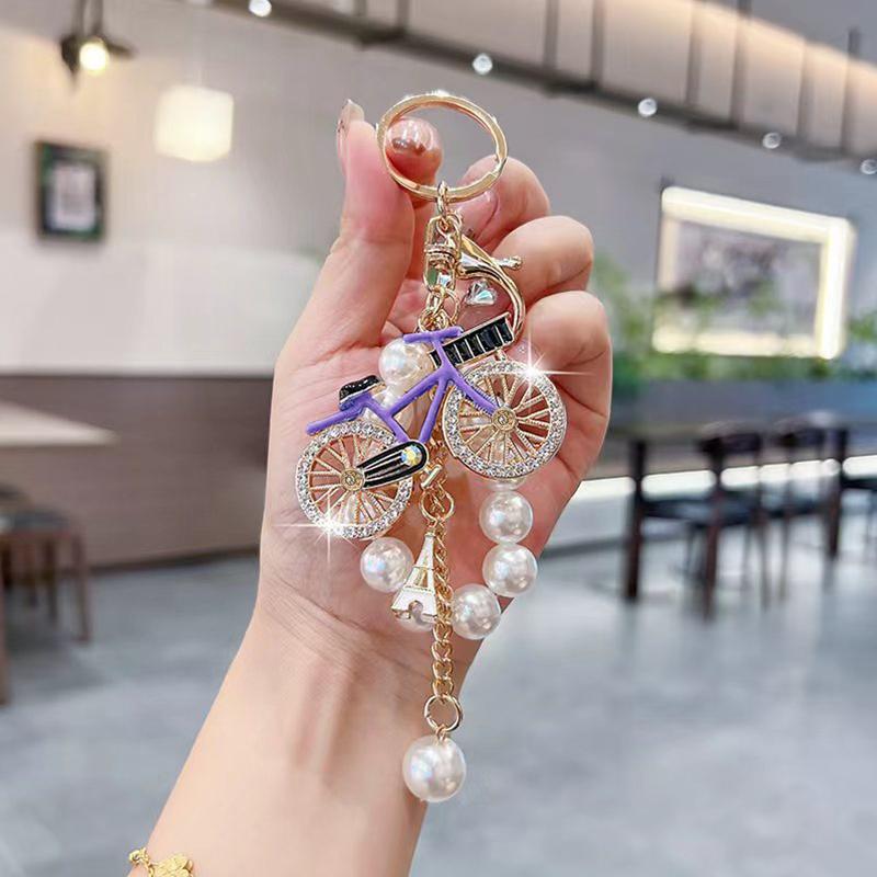 Tas Hanger Mode Fiets Vorm Tas Hanger Vrije Tijd Fietsen Sport Cadeau Sieraden Hanger Strass Decoratie paars