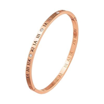 Roman Numeral Stainless Steel Bangle for Women Men Gold Color Bracelet Fashion Jewelry Accessories Gifts