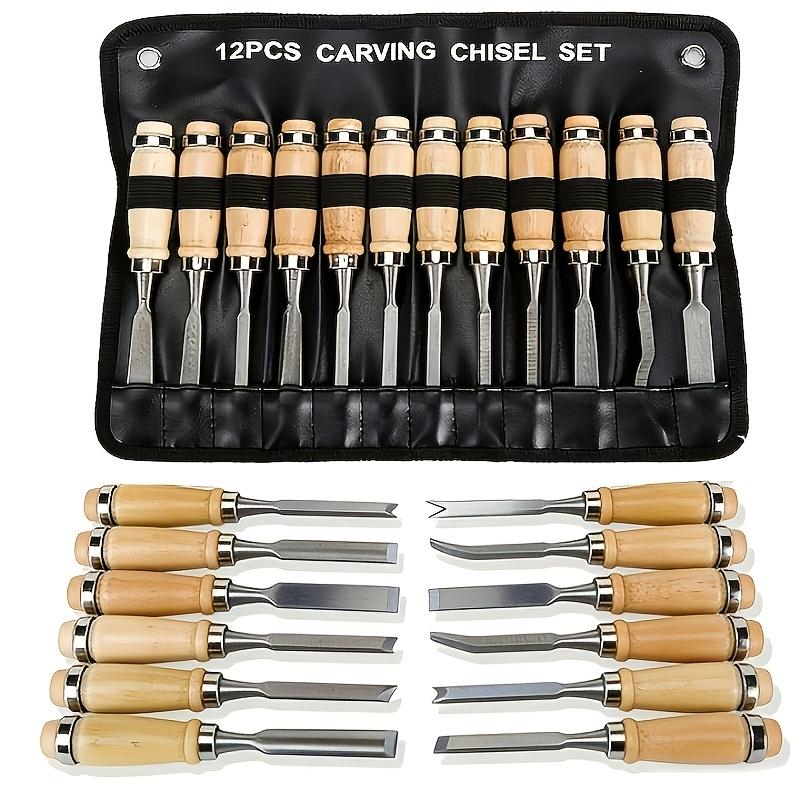 Wood Carving Tool Set 12 A chisel with a canvas case Woodworking chisel Woodworking tools and accessories Wood carving chisel Sharp Steel blade