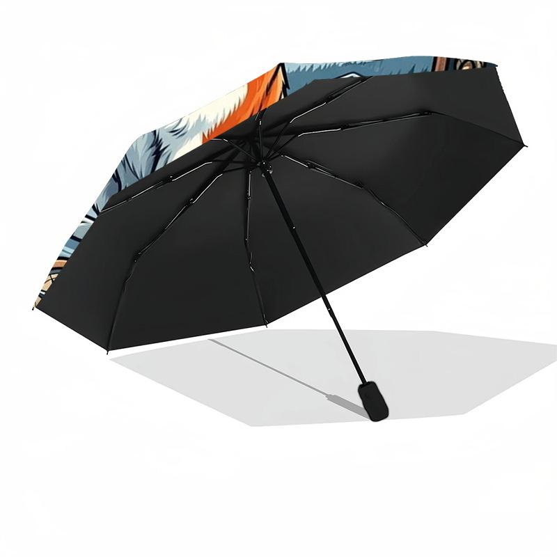 Mountain Rescue Dog Badge pattern umbrella, portable and foldable design, 8 ribs, a casual accessory for Halloween, Christmas, and birthday gifts.