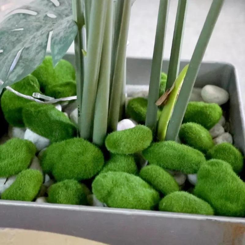 10Pcs Artificial Foam Moss Rocks Fake Green Moss Stone Micro Landscape DIY Crafts Home Garden Flower Pot Decoration
