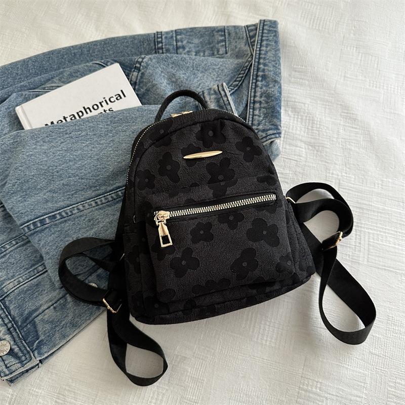 

Женская сумка из холста с трендовым принтом 2025 года, сумка через плечо, повседневная сумка, простой рюкзак большой вместимости чёрный