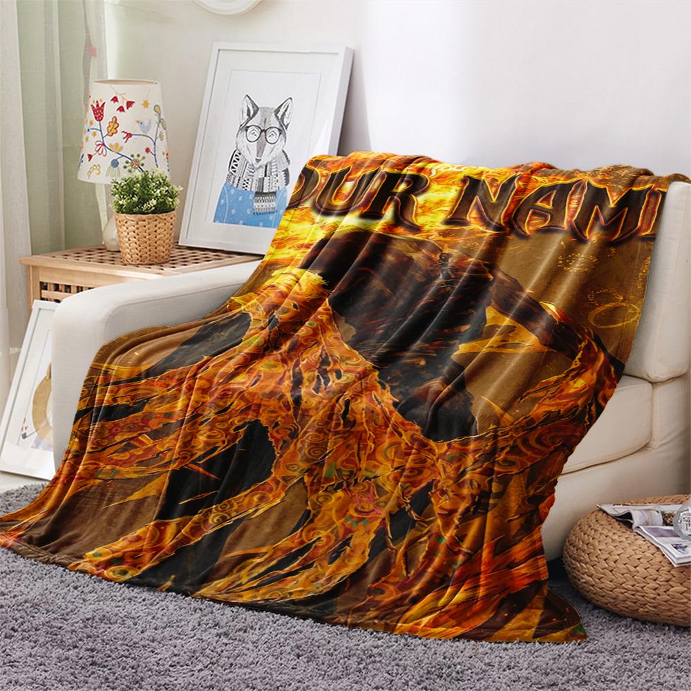 1PC Custom Name Elden Ring Patterned Flannel Blanket Suitable For All Seasons for Home Decor Warmth and Comfort Gifts Holiday Present