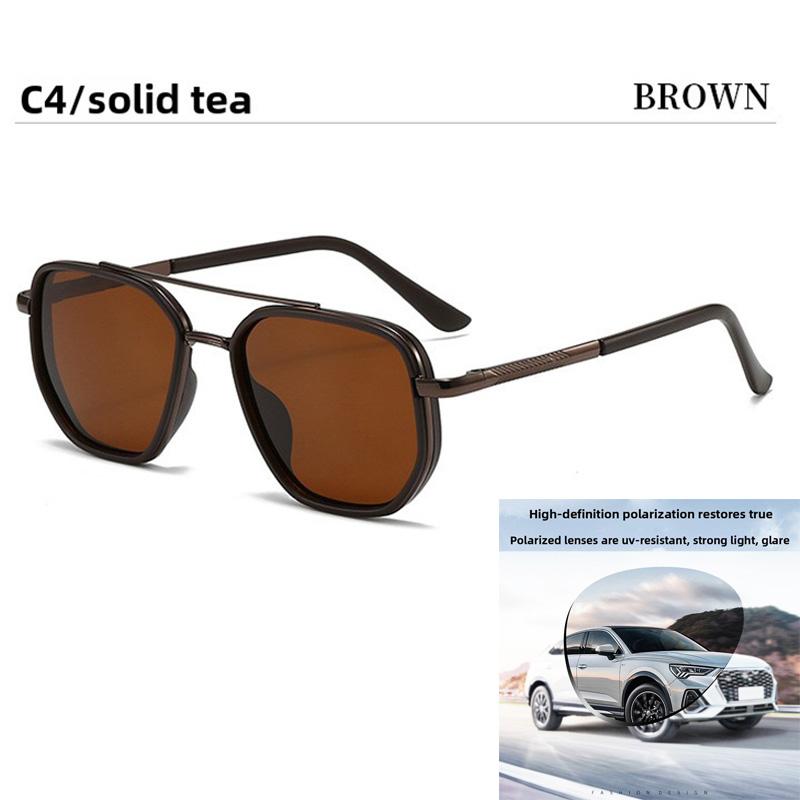 Polarized Sunglasses Men's Sunglasses, Driving Glasses Men's High-End Glasses UV Protection Metal Double-Beam Frame