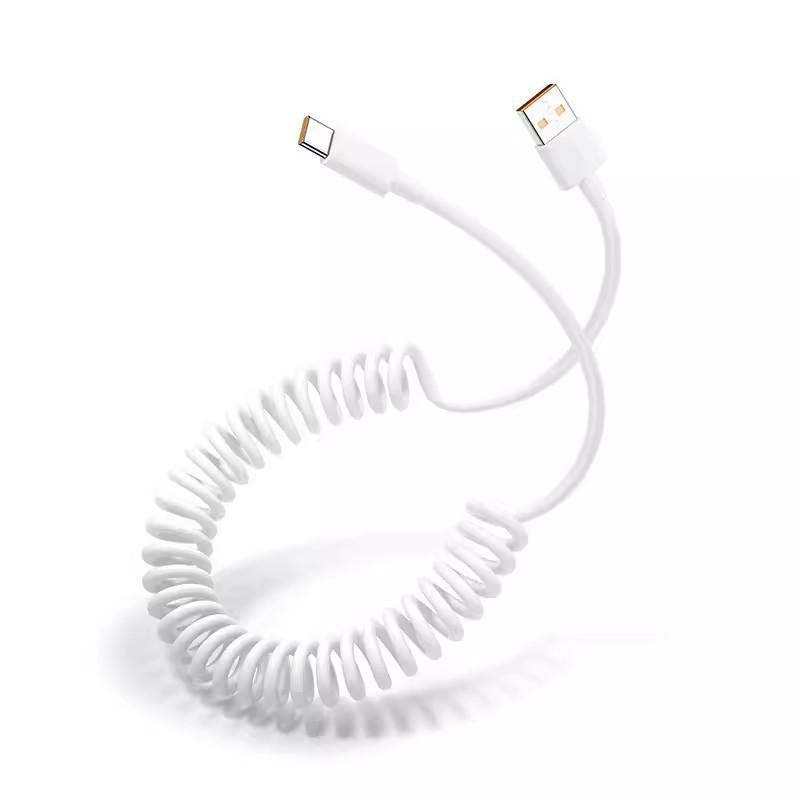 6A Super Fast Charging Spring Data Cable Suitable For Vehicle Type C Telescopic Charging Cable