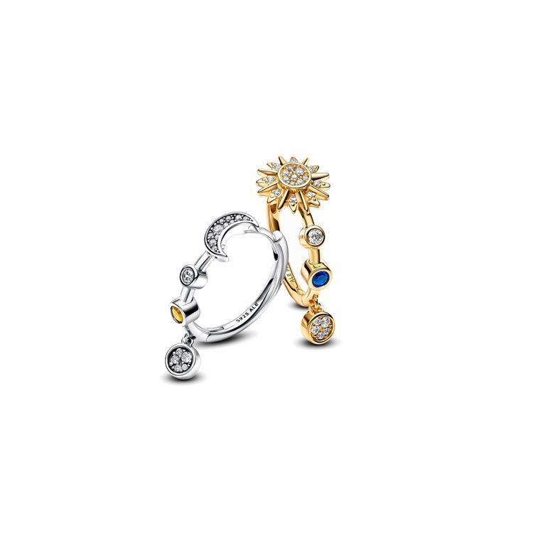 Pandora Dvoubarevné třpytivé náušnice Sluneční soustava Dámské náušnice Zlatá Stříbrná 262842C01