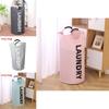 Portable Collapsible Round Laundry Basket Oxford Cloth Waterproof Storage Bag For Home Use
