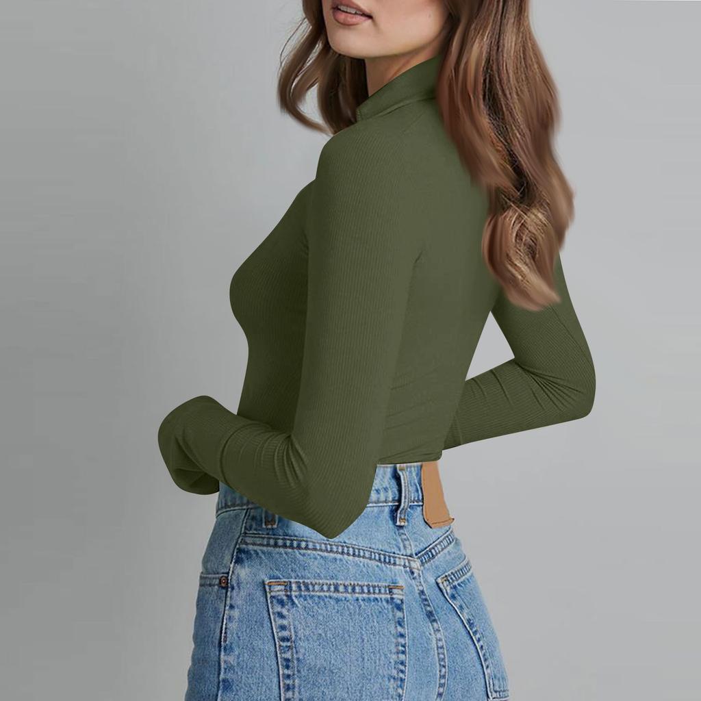 Dámské jednodílné tričko s dlouhým rukávem a výstřihem do V, jednobarevný overal