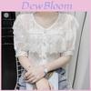 Summer Fashion Lace Ruffle Sleeveless Blouse With 3d Pattern For Casual Women