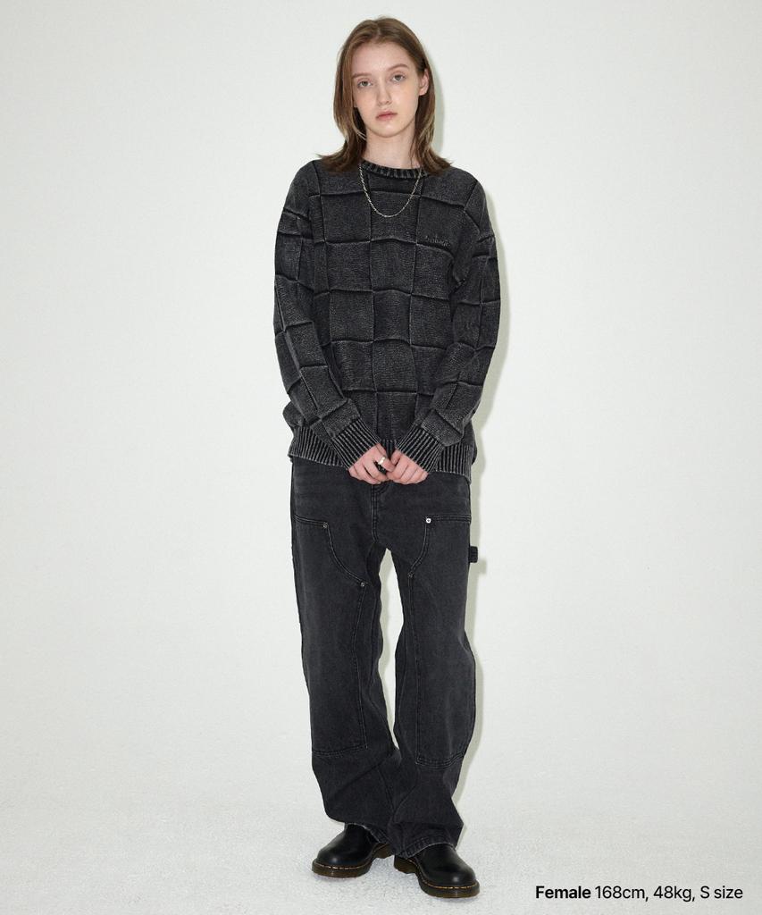 MAHAGRID Pigment Checkerboard Knit Sweater Black(Mg2Efmk600A)
