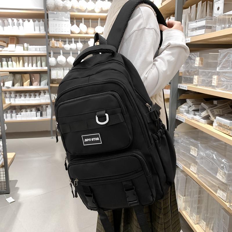 Solid Color Schoolbag Female Backpack Student Large Capacity Backpack