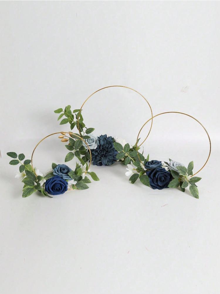 3PCS Wedding Wreath Floral Artificial Roses Centerpieces for Sweetheart Table Head Table Ceremony Reception Artificial Flowers Wedding Decorations