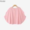 ZANZEA Women Casual Round Neck Dolman Sleeve Summer Stripe Blouse