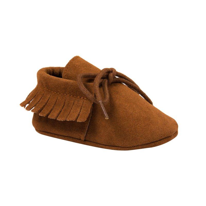 Neue Lauflernschuhe für Babys, Mädchen und Jungen, mit Quaste, Schnürung, Nubukleder, weicher Boden, 0–18 Monate