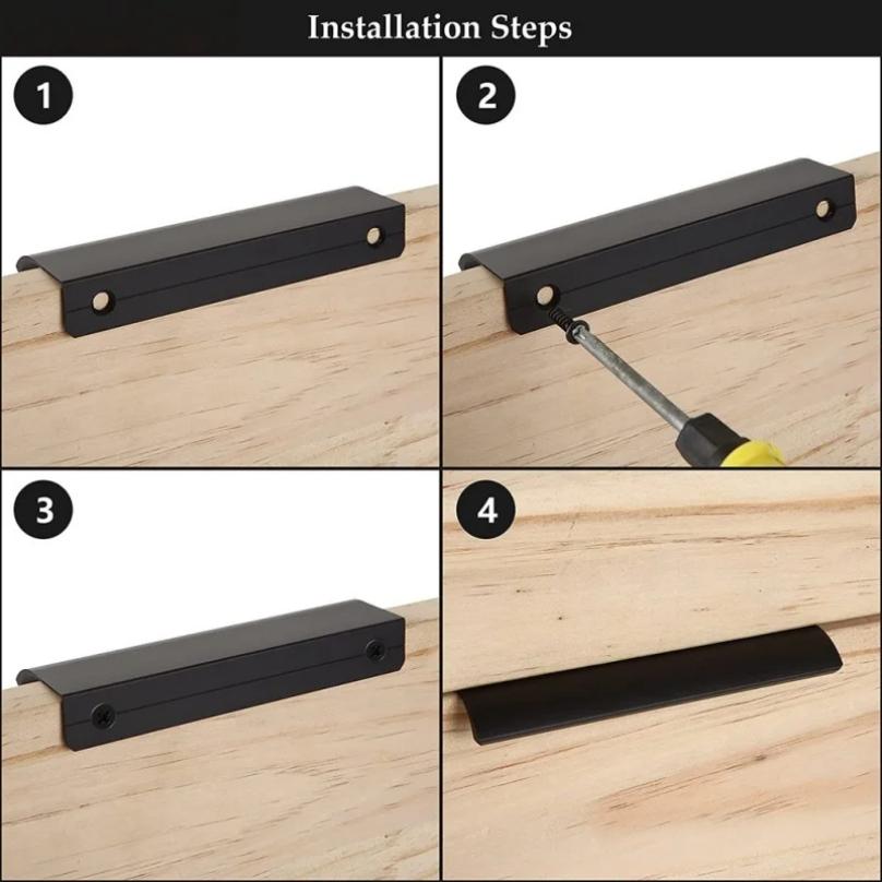 Hidden Door Handles Black Golden Mount Finger Edge Drawer Pull Concealed Handle Aluminum Alloy Long Furniture Handles Hardware