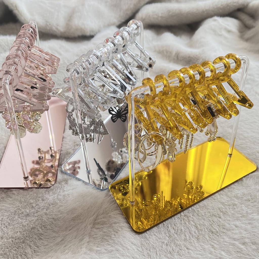 Acrylic Earring Holder Rack With Mini Hangers Jewelry Display Stand Ear Studs Organizer Tabletop Storage For Women Girl