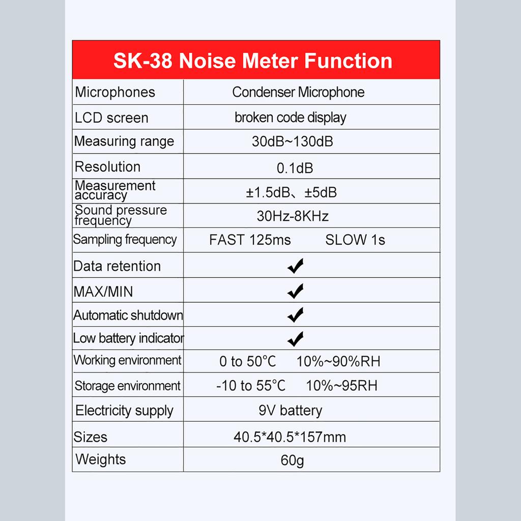 WDigital Sound Level Meter Noise Meter with Backlit Display Noise Decibel Reader 30DB 130DB Range Data Hold Function