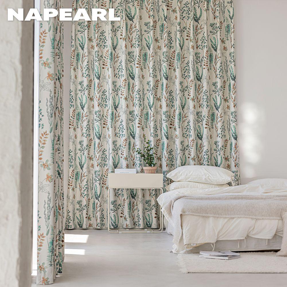 1PC NAPEARL Natural Hand-painted Printed Curtains Nordic Ins Style Blackout Curtains for Bedroom Living Room Balcony Window for Home Decor