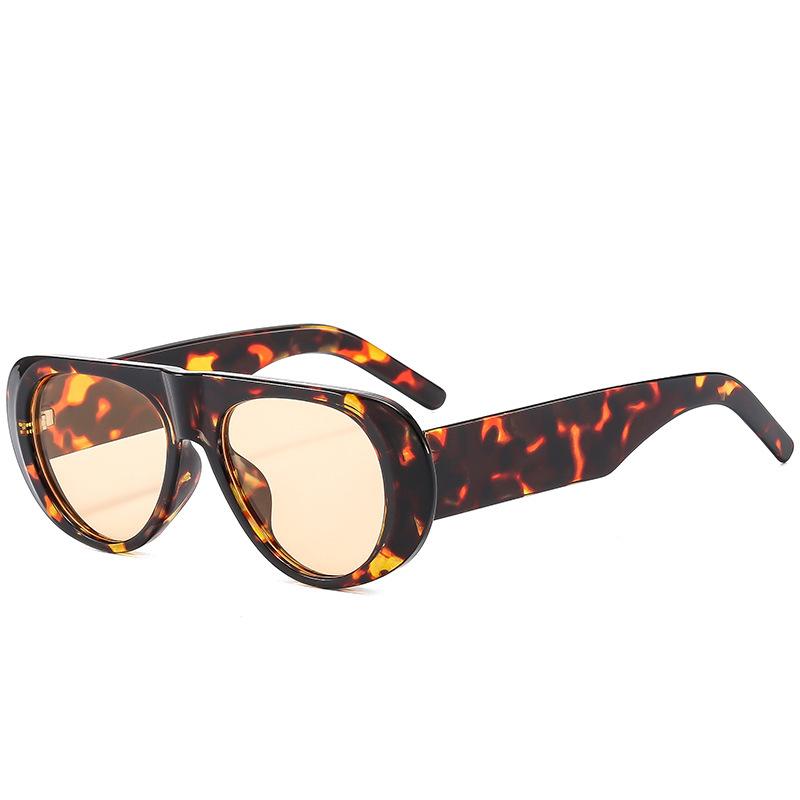 Vintage Big Frame Ellipse Women Square Sunglasses Brand Black Round Cool Men Sunglasses One Piece Designer Pilot Sun Glasses