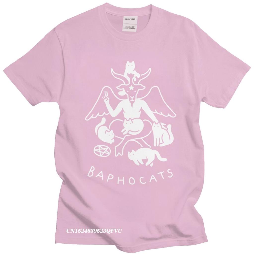 Novelty Baphocats Tshirt Oversized Soft Cotton TShirt Aesthetic Graphic Baphomet Satan Demon Occult Goat Harajuku Shirt Gift