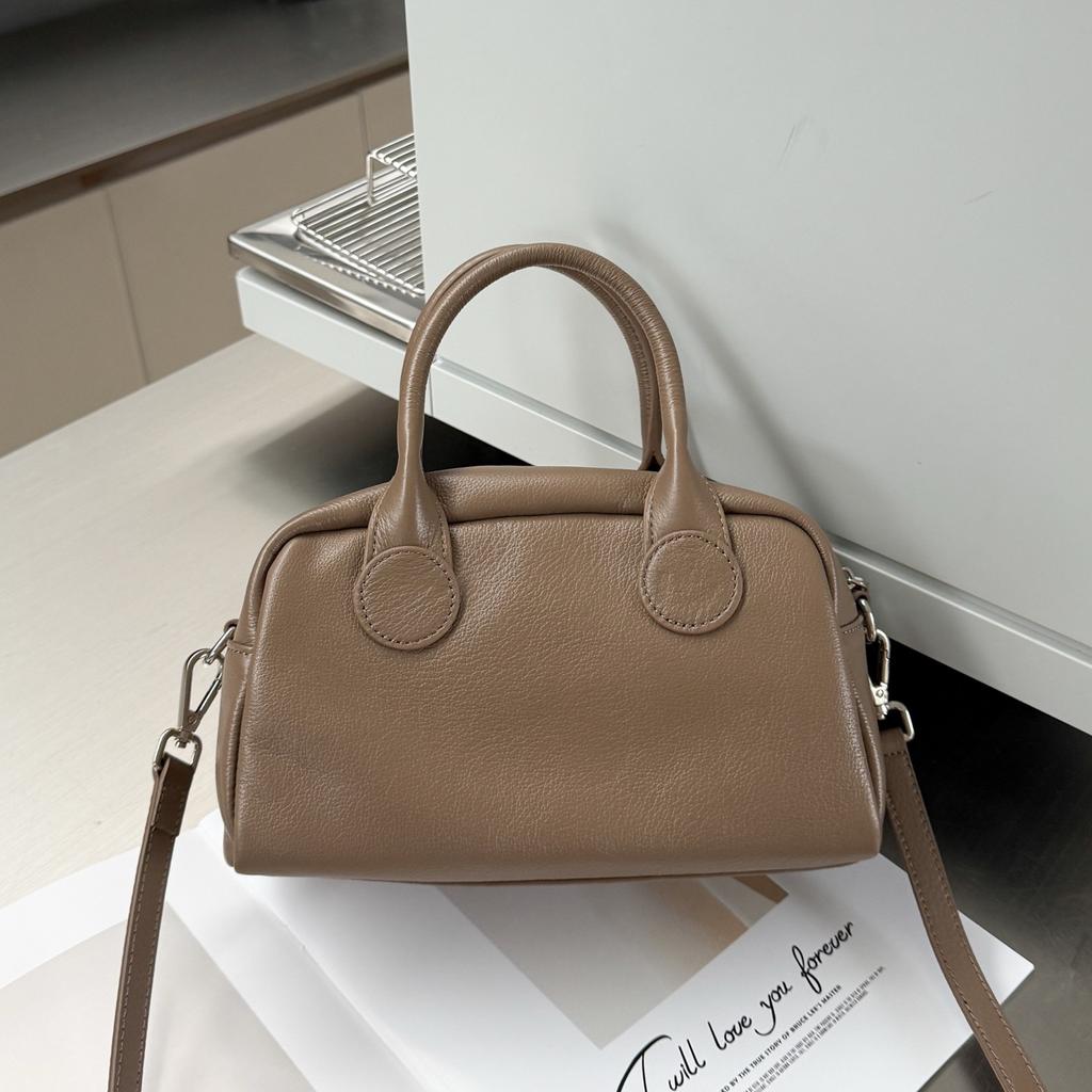 Natural Cowhide Leather Bucket Bag For Women New Cross-Border Style Fashion Trendy Handheld Single Shoulder Soft Leather Bag