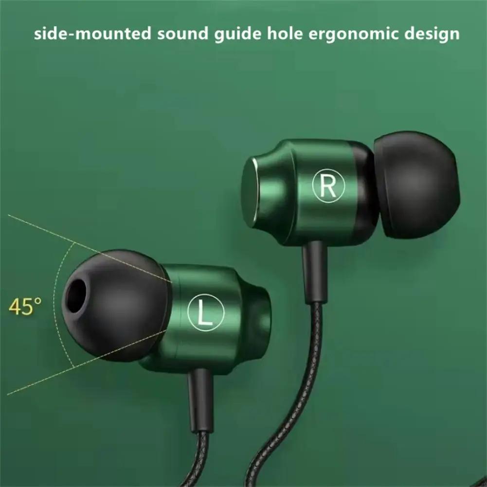 Metal Magnetic Wired Earphones Noise Reduction Gaming Headset 3.5mm L Jack HIFI Stereo Headphone with HD Mic for All Smartphones