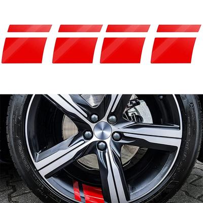 4PCS Reflective Car Wheel Decal Sticker Pressure Adhesive Auto Red Accessories Car Stickers Wheel Hub Decals