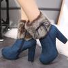 2025 Winter Shoes Women High Heels Boots Fur Warm Shoes Fashion Boots Ladies Winter High Heels Super Square High Heel 10cm