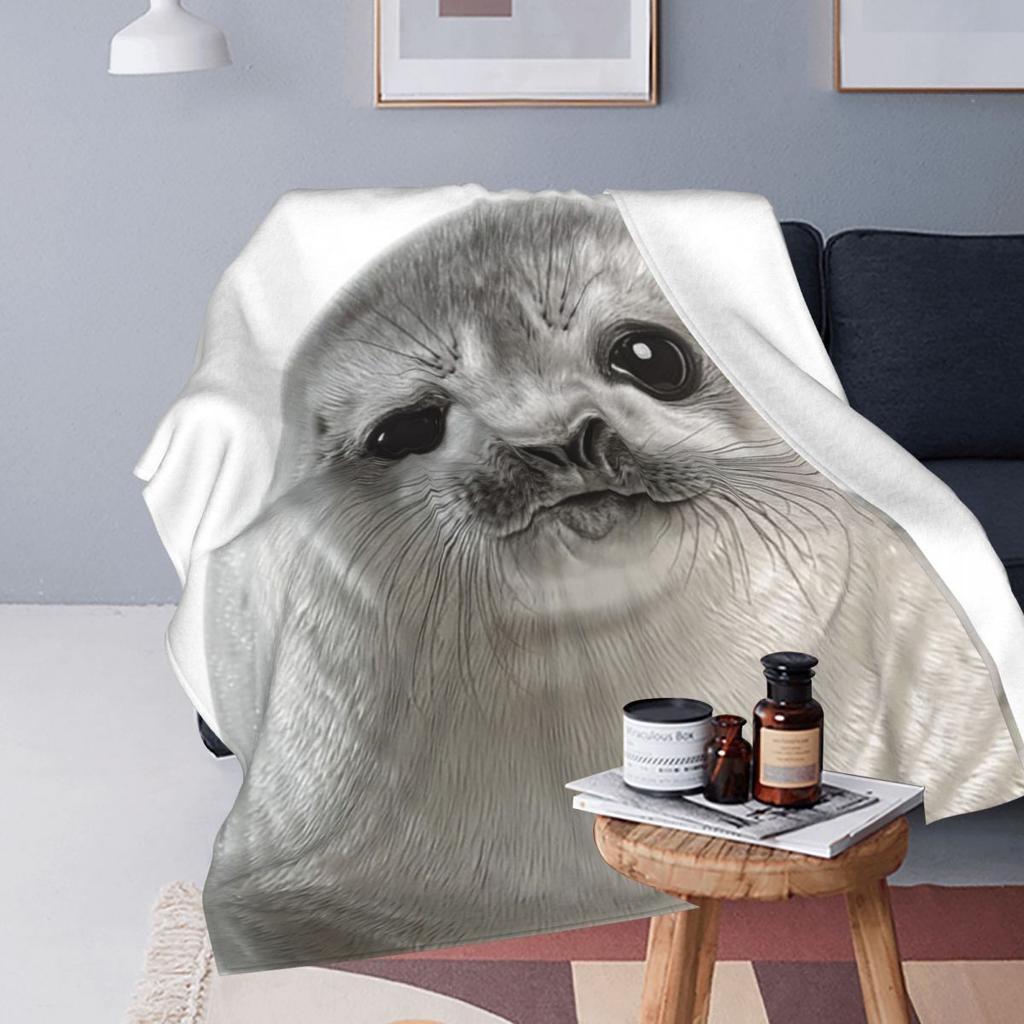 Adorable Baby Seal Blankets Flannel Sofa Throw Blanket Super Soft for Home Bedroom Office Throws Bedspread Quilt