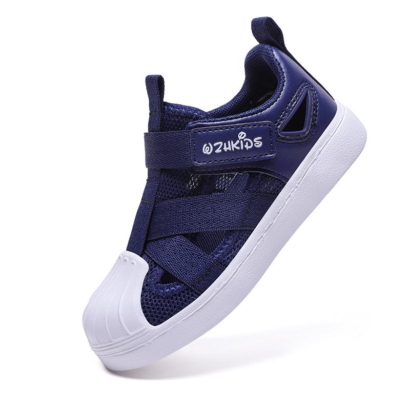 Детская летняя модная однотонная дышащая повседневная обувь на липучках для отдыха — фото 10