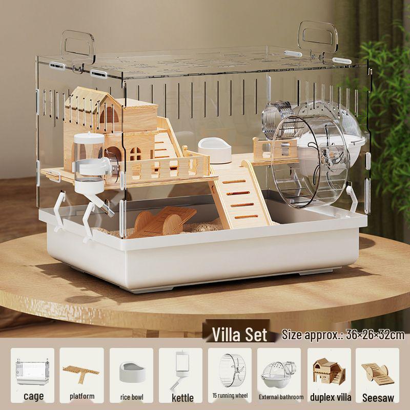 Luxury Acrylic Hamster Villa - Transparent Breeding Cage with Nest