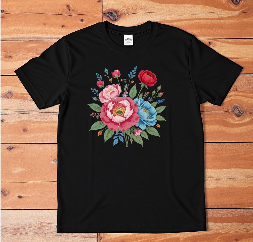 Colorful Floral Bouquet Graphic Tee White Unisex Botanical T-Shirt