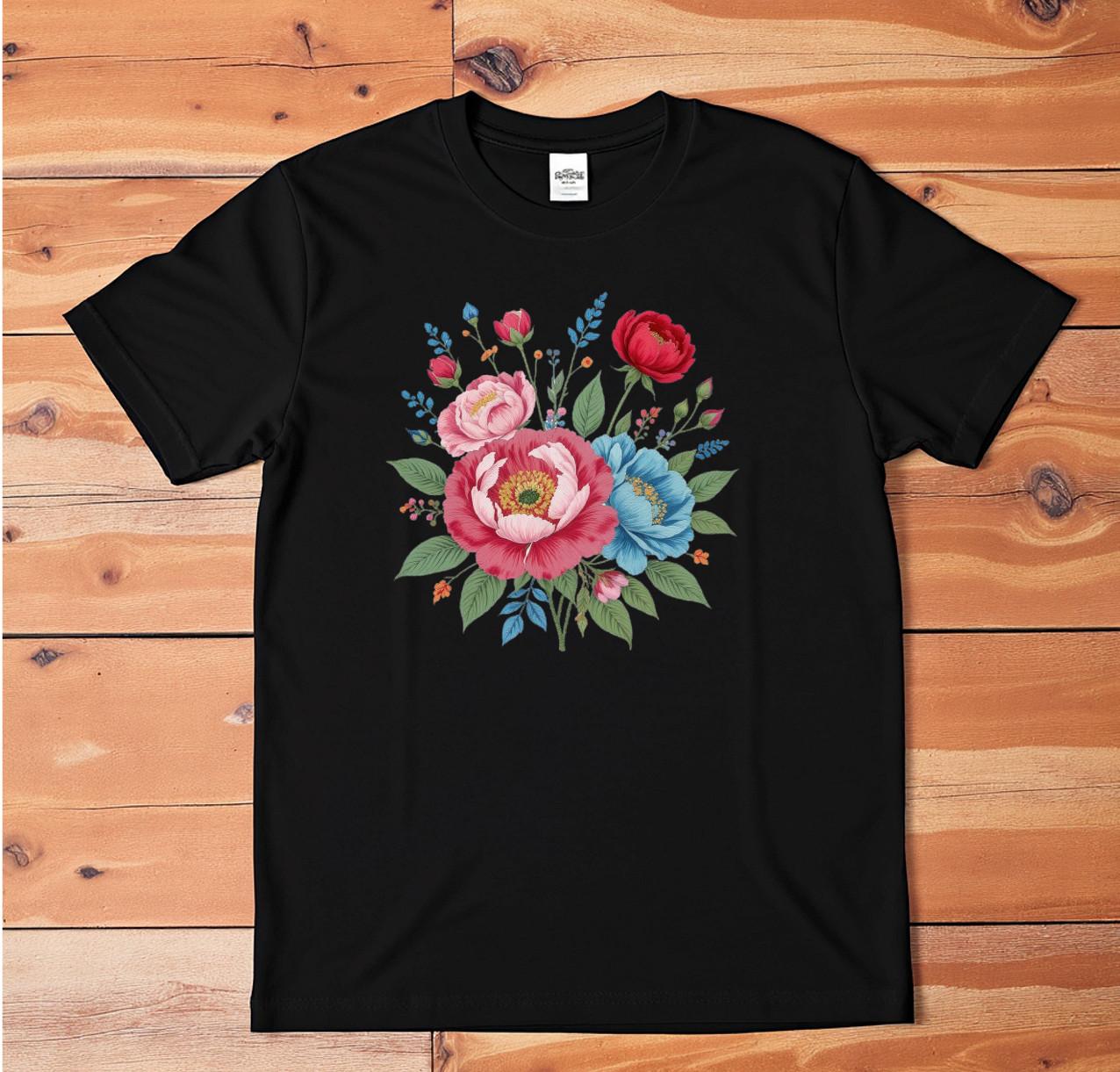 Colorful Floral Bouquet Graphic Tee White Unisex Botanical T-Shirt S