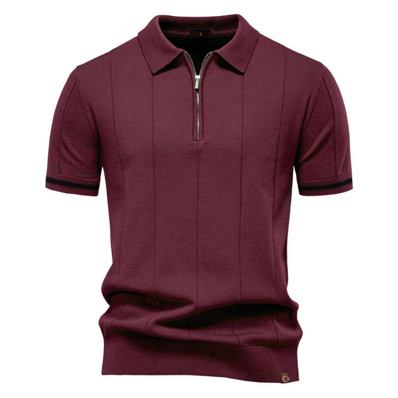 Men's Knitted Polo Shirt, Business Casual Short Sleeve Turn-Down Collar Polo Top Short Sleeve Turn-Down Collar Sweater Polo Tee for Spring Summer