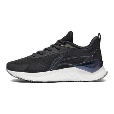 Li Ning Running Series Odpruženie tlmenie nárazov Protišmykové Odolné proti opotrebeniu Nízke bežecké topánky Dámska teniska Čierna Biela ARHS010-5