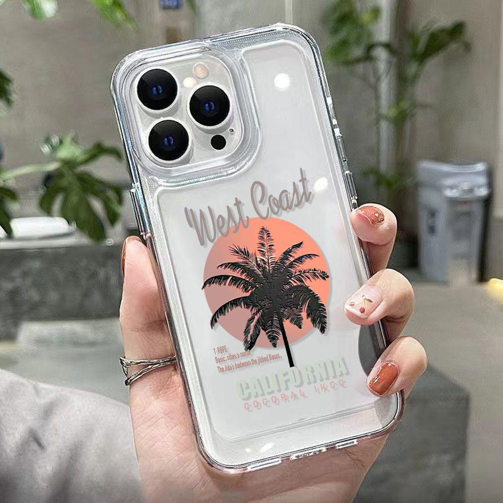 Sunset Dusk Coconut Tree for iPhone17promax Mobile Phone Case 16pro Apple 15/14 Transparent 13 Anti-drop