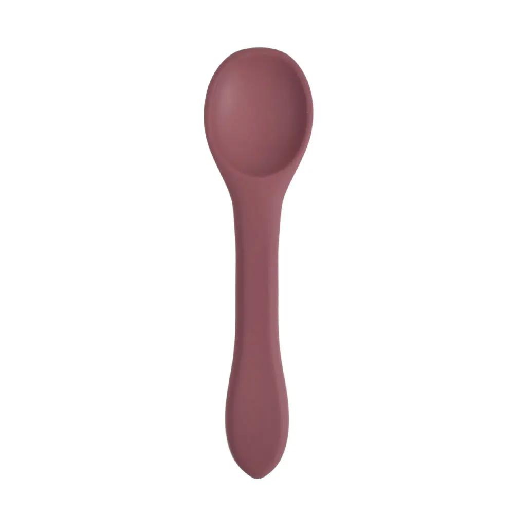 1PCS Full Silicone Spoon For  Utensils Food Grade Silicone Free Dishes Feeding Set Easy To Rinse  Tableware