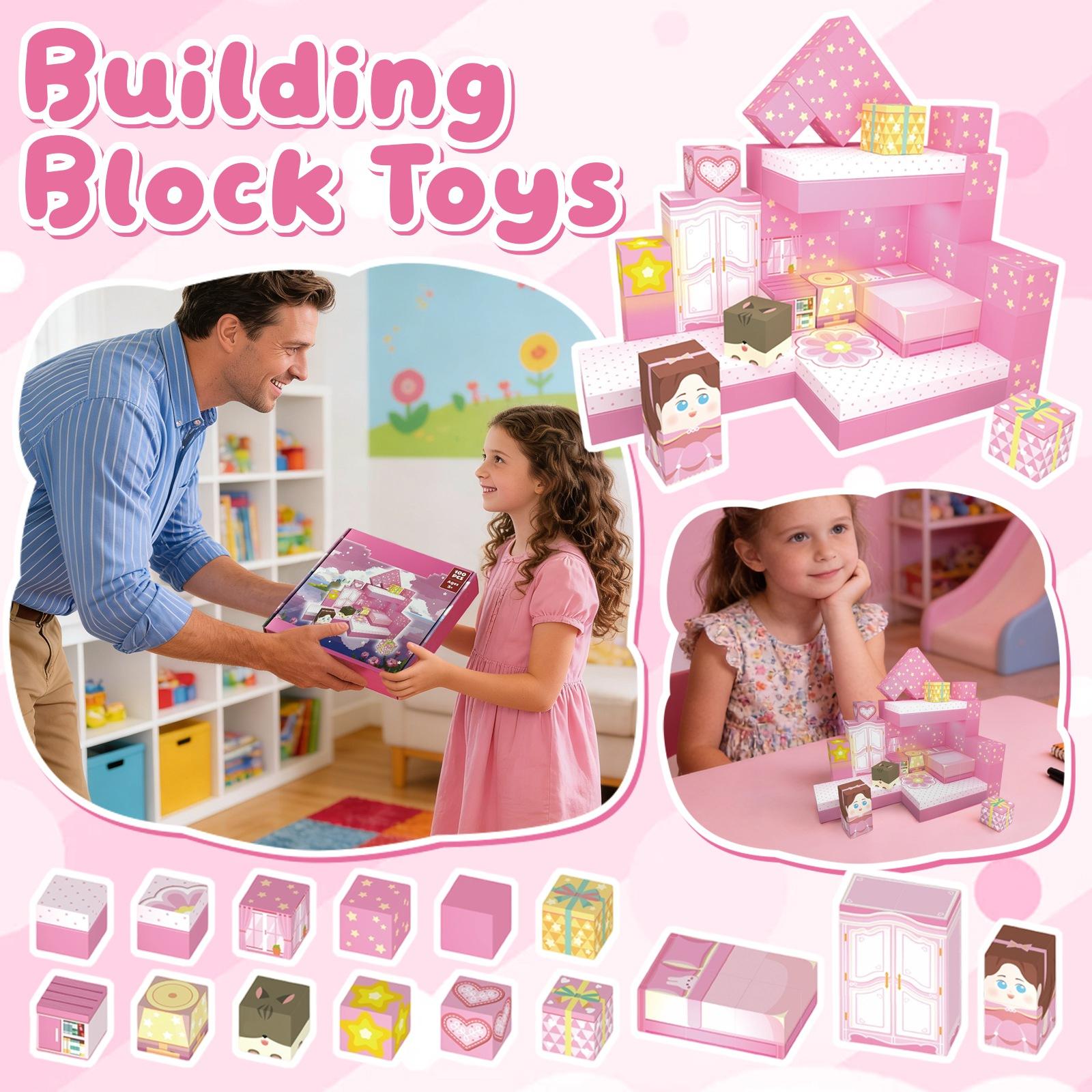 Magnetic Building Block Set, Magnetic  , Magnetic Sheets, Children S Diy Toys One Size розовый