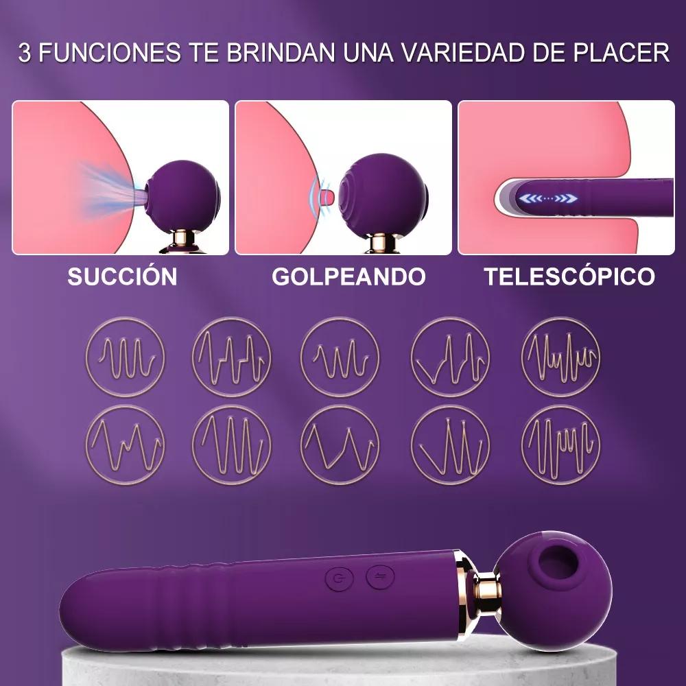 Rechargeable Thrusting Vibrators Powerful Av Magic Wand 3in1 Beating Clitoris G Spot Stimulator Sex Toys Clit Sucker for Women