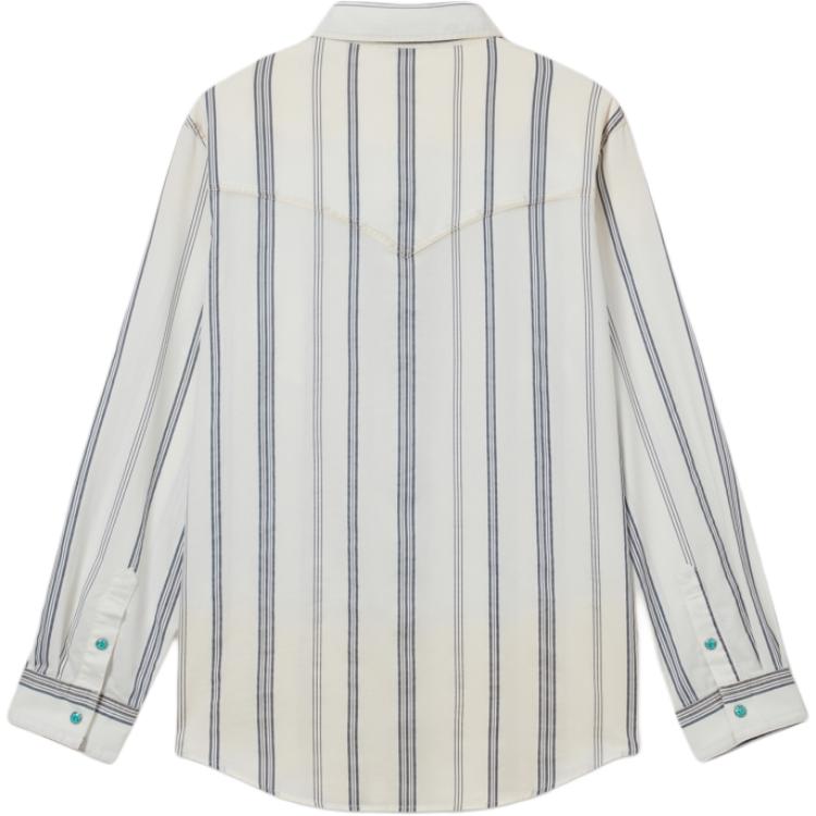 Levis Simple Comfortable Versatile Striped Long Sleeve Shirt Men shirts White 003KW-0001