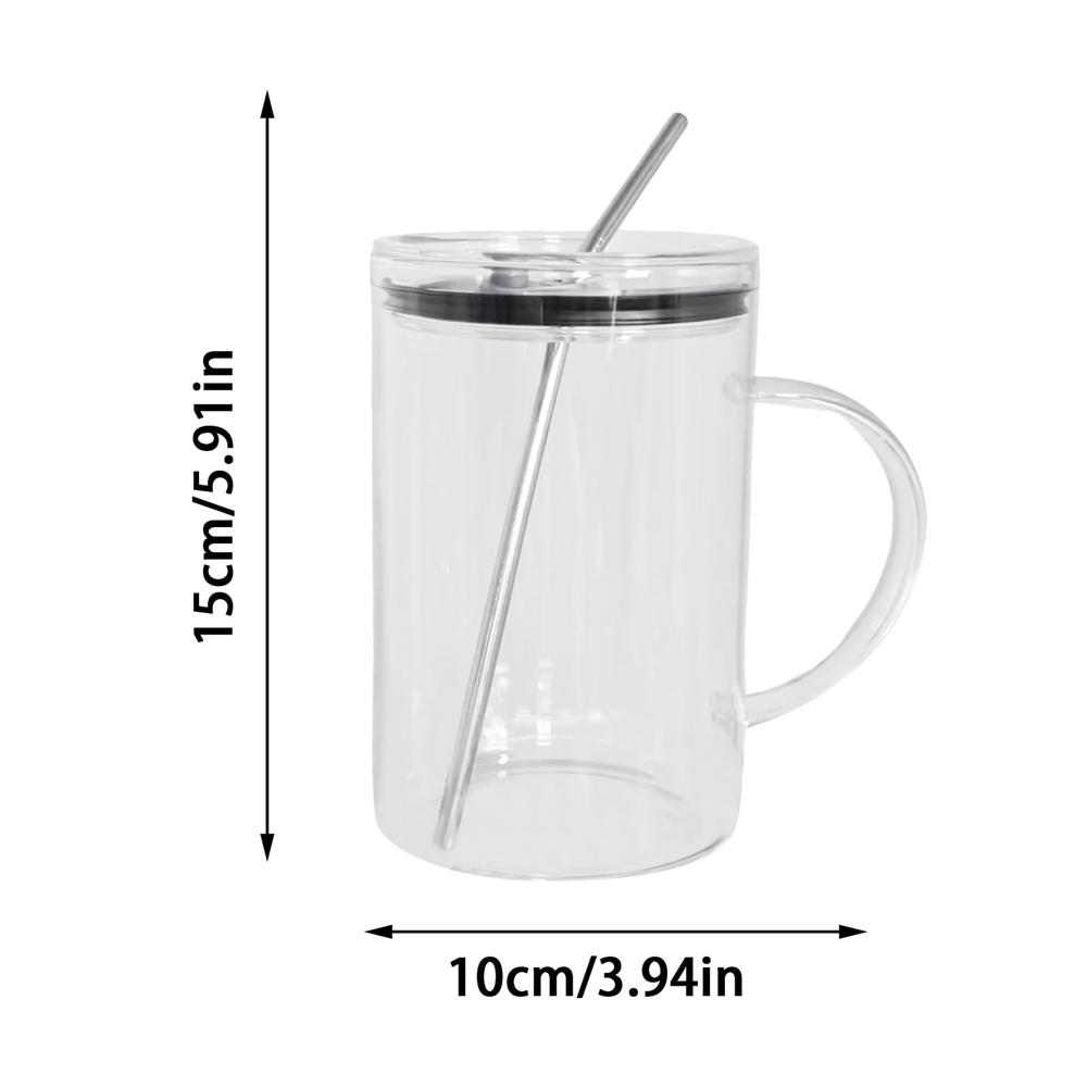 Glass Cup 1000ML Drinking Glass Tumbler with Lid and Straw Glass Coffee Cup Glass Mug Milk Juice Cup Transparent Cup