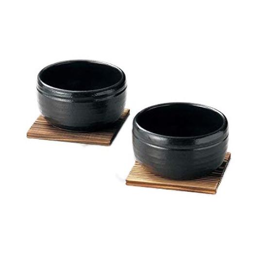 Sento Senka Bibimbap Pot Set of Yokkaichi Banko Made in with Black 2, Ware, Japan, Trivet, чёрный